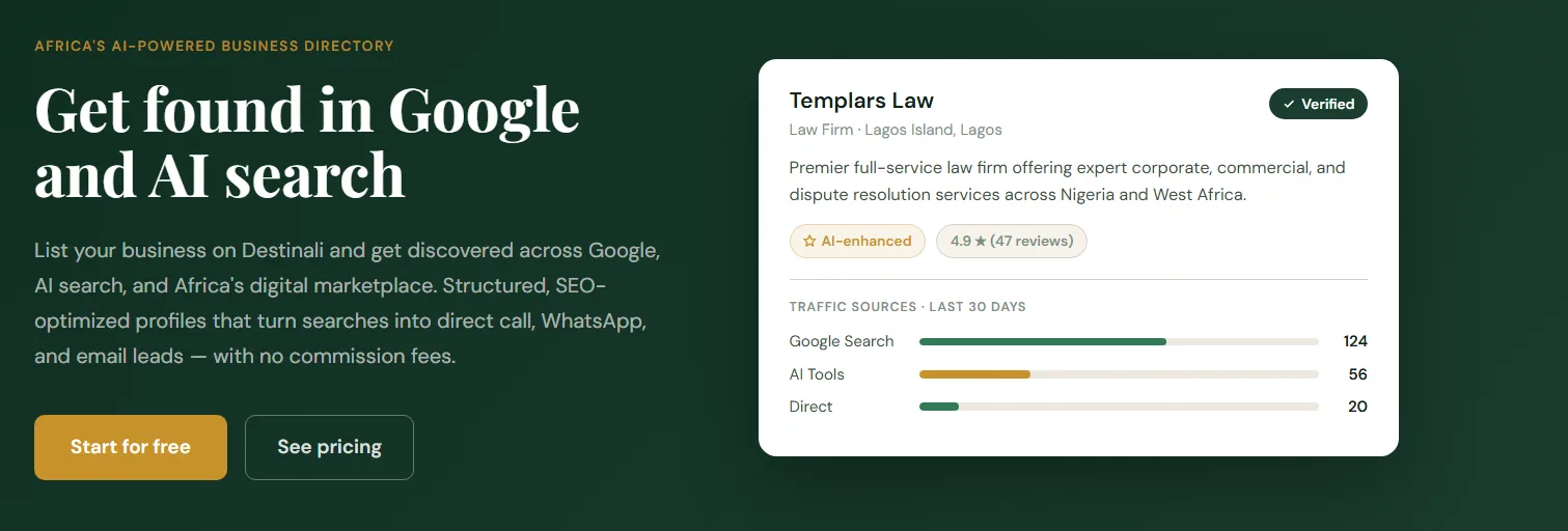 Destinali - Africa's AI powered directory