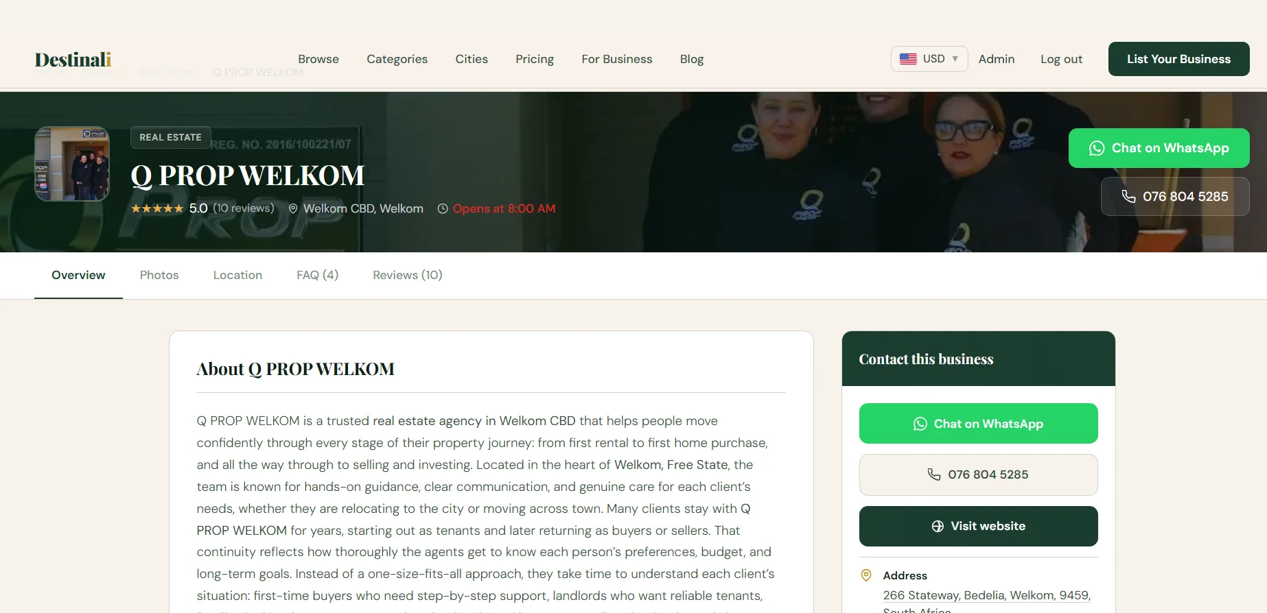 List your real estate agency on Destinali
